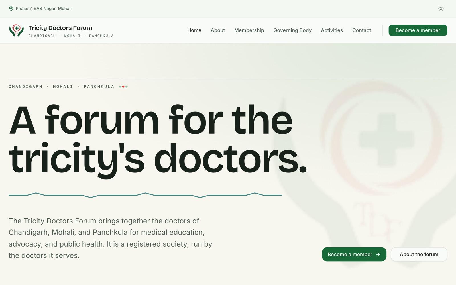 The Tricity Doctors Forum site as built